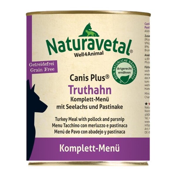 Naturavetal® Canis Plus TRUTHAHN Komplettmenü -  getreidefrei