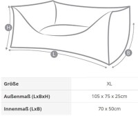 Knuffelwuff® Orthopädisches Hundebett Amelie XL 105 x 75cm braun