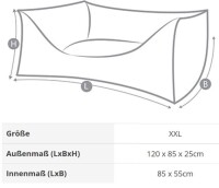 Knuffelwuff® Orthopädisches Hundebett Amelie XXL 120 x 85cm grau