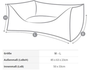 Knuffelwuff® Hundebett Dreamline - M-L 85 x 63cm grau