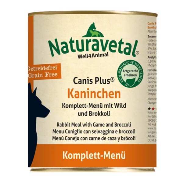 Naturavetal® Canis Plus KANINCHEN Komplettmenü - getreidefrei