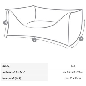 Knuffelwuff® Hundebett Lotte - M 85 x 63cm Grau