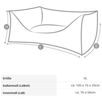 Knuffelwuff® Hundebett Lotte - XL 105 x 75cm Grau