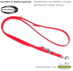 Biothane® Hundeleine verstellbar orange 13mm 200cm...