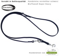 Biothane® Hundeleine verstellbar schwarz 13mm 200cm Messing