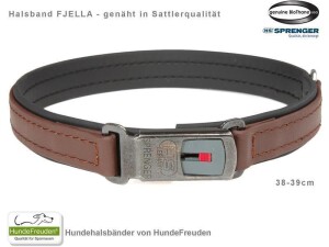 Biothane® Halsband Fjella Braun Edelstahl ClicLock schwarz 38-39cm