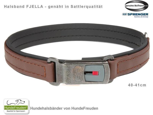 Biothane® Halsband Fjella Braun Edelstahl ClicLock schwarz 40-41cm