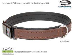 Biothane® Halsband Fjella Braun Edelstahl ClicLock schwarz 40-41cm