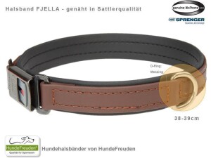 Biothane® Halsband Fjella Braun Messing ClicLock schwarz 38-39cm