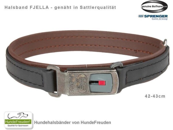 Biothane® Halsband Fjella Schwarz Edelstahl ClicLock schwarz 42-43cm