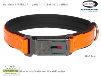 Biothane® Halsband Fjella Orange Edelstahl ClicLock schwarz 38-39cm