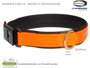 Biothane® Halsband Fjella Orange Messing ClicLock schwarz 42-43cm