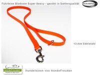 Biothane® Hundeführleine 120cm genäht 13mm orange Edelstahl