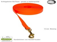 Biothane® Schleppleine 10m genäht 13mm orange Messing