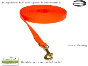 Biothane® Schleppleine 10m genäht 16mm orange...