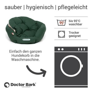 Doctor Bark® orthopädisches Hundebett Nest RUND - Beige-Moosgrün - M 50 x 40cm