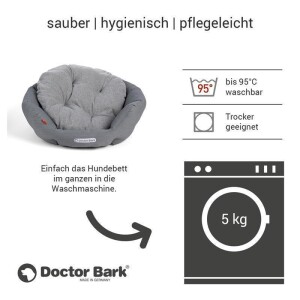 Doctor Bark® orthopädisches Hundebett Nest RUND - Hellgrau - L 60 x 50cm