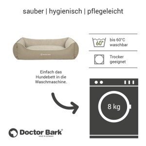 Doctor Bark® ergonomisches Hundebett GreenLabel - waschbar bei 60°C