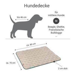 Doctor Bark® Hundesteppdecke Fleece - Beige-Moosgrün - M 80 x 70cm