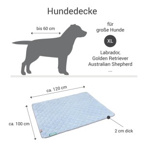 Doctor Bark® Hundesteppdecke Fleece - Himmelblau-Hellgrau - XL 120 x 100cm
