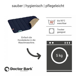 Doctor Bark® Hunde-Wendesteppdecke - Goldbraun-Königsblau - L 100 x 80cm